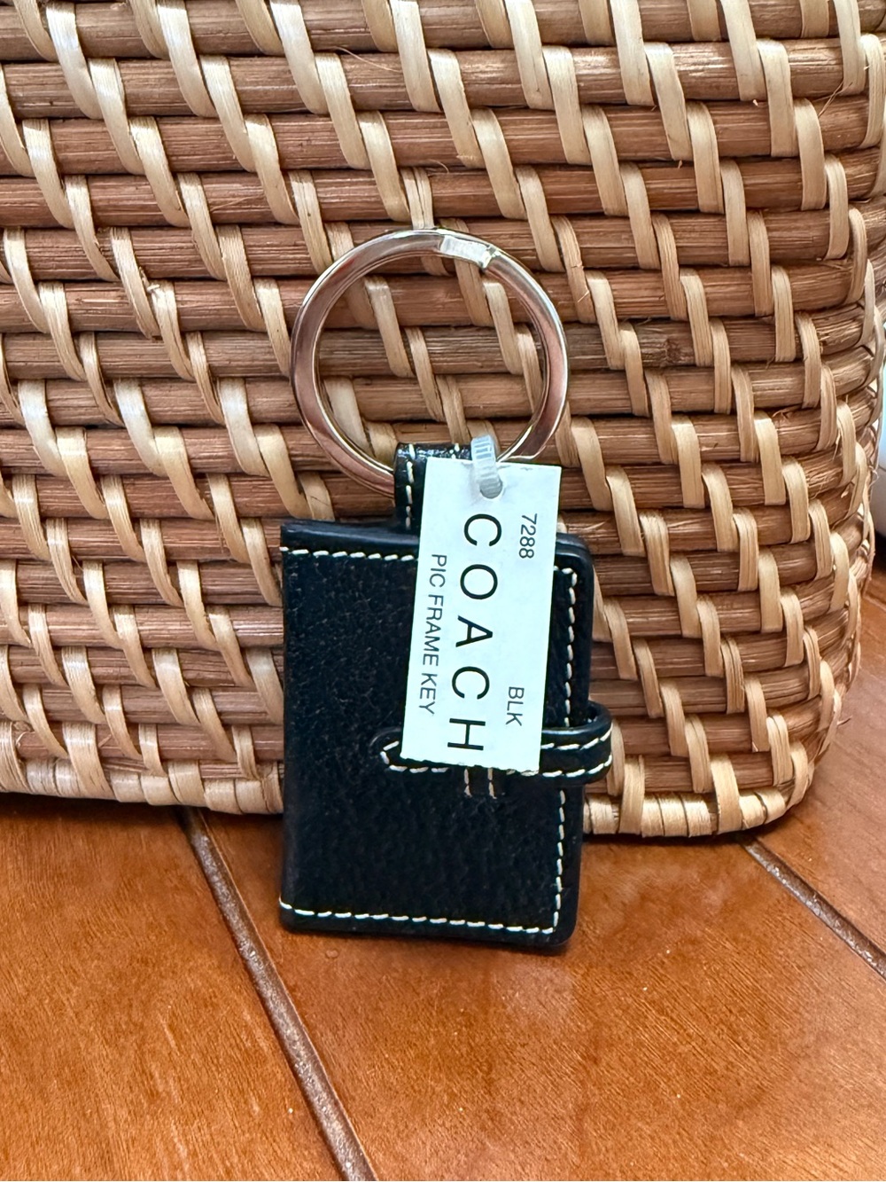 RARE Coach Black Leather Mini Photo Frame Keyring